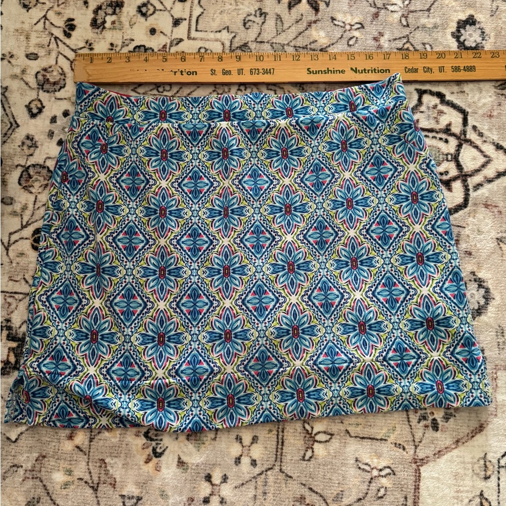 Rafaella Blue and Yellow Patterned Pencil Skort L/G